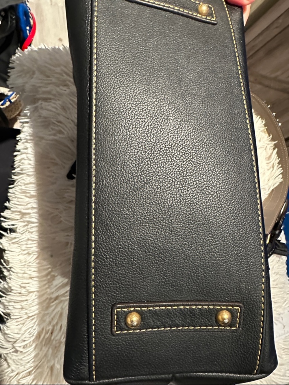 Dooney & Bourke Taupe and Black Two-Tone Leather Hobo - Picture 4 of 17